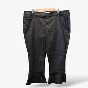 Lane Bryant Coated Jeans Mid Rise Skinny Flared Flutter Ruffle Hem Size 22